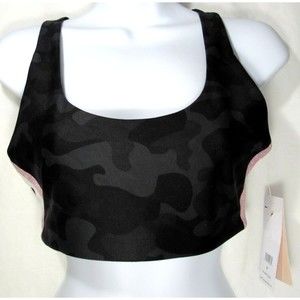 Spiritual Gangster Black Camo Shakti Strappy Back Side Stripe Sports Bra M NWT